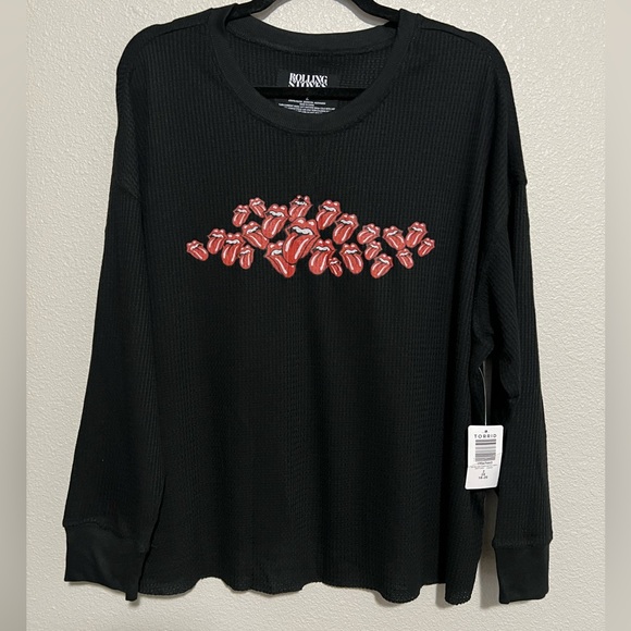 Torrid Rolling Stones Waffle Crop Long Sleeve Tee NWT - Picture 6 of 8